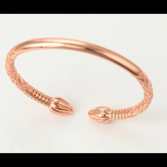 Rose Gold Caribbean Bangle Bracelet Cuff 60mm 7-8.5” Arrow Spear Cocoa Pyramid - Picture 4 of 4